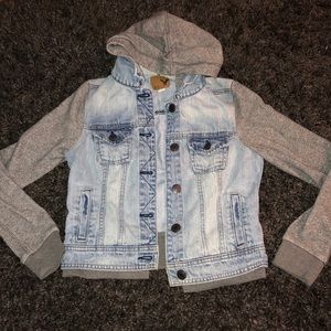 American Eagle Layered Hooded Jean Jacket